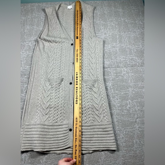TSE 100% Cashmere Sleeveless Button Down Cardigan Duster Knit Womens Size Large - Picture 6 of 8